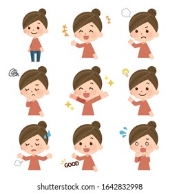 Cute illustration of a Japanese woman
