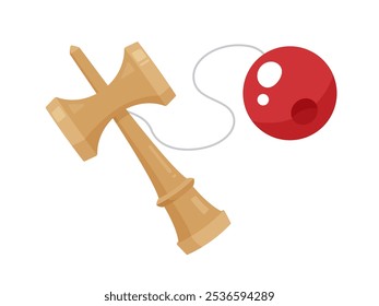 Linda ilustración de Kendama, un juego tradicional japonés