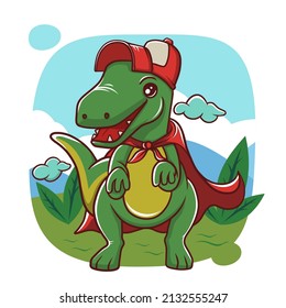cute illustration of kids dino, suitable for stickers and t-shirts