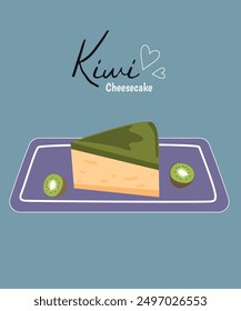 Cute Illustration with Kiwi Cheesecake Taste