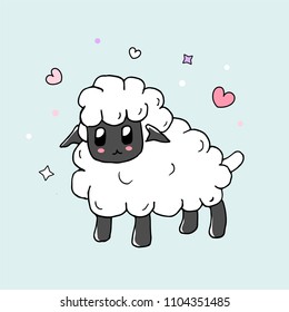 Cute illustration of lamb in doodles style. It can be used for sticker, patch, phone case, poster, t-shirt, mug and other design

