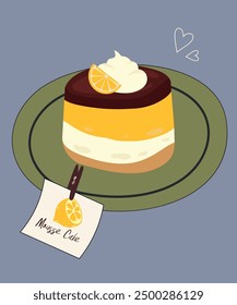 Linda ilustración con sabor a pastel de mousse de limón