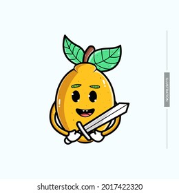 Cute illustration of lemons carrying swords,vector eps 10