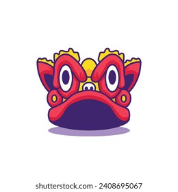 Cute illustration of a lion dance head