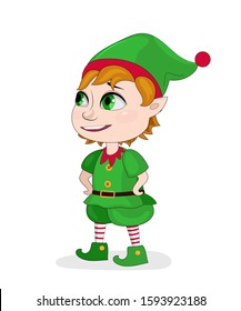 cute illustration of little elf. Christmas illustration. Santa's elf. 