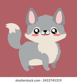 cute illustration of little gray wolf