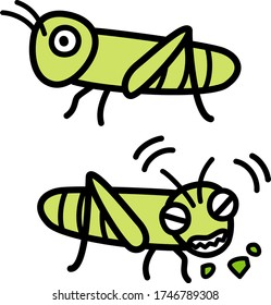 Cute Illustration Of A Locust Eating Away Plants