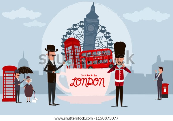 Cute Illustration Von London Wahrzeichen In Stock Vektorgrafik Lizenzfrei