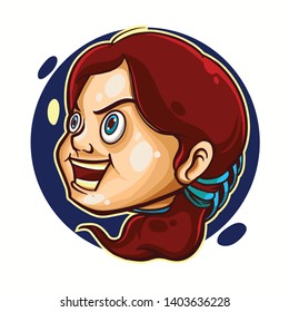 Cute illustration of mascot cute little girl can be use for t-shirt, sticker and logo`