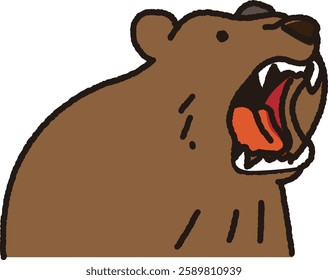 Cute illustration material of a barking brown bear