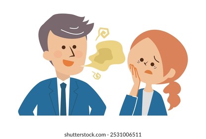 Lindo material de ilustración de un hombre con mal aliento