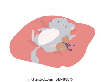 A cute illustration material for the New Year's card of 2020 with a chinchilla motif.