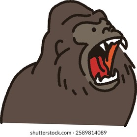 Cute illustration material of a roaring gorilla