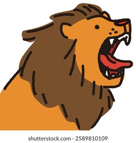 Cute illustration material of a roaring lion