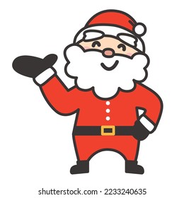 Cute illustration material of Santa Claus doing a please pose with a smile