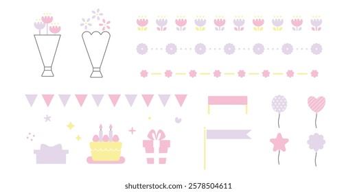 A cute illustration material set.