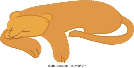 Cute illustration material of a sleeping lioness