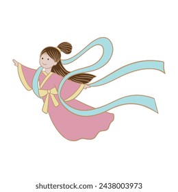 Cute illustration of the Mid-Autumn Festival fairy Chang'e. Translation: Chinese Autumn Moon Festival