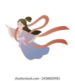 Cute illustration of the Mid-Autumn Festival fairy Chang'e. Translation: Chinese Autumn Moon Festival