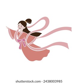 Cute illustration of the Mid-Autumn Festival fairy Chang'e. Translation: Chinese Autumn Moon Festival