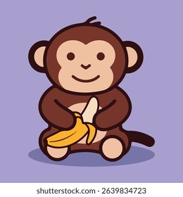 A cute illustration of a monkey, showcasing its playful and curious nature.