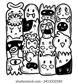 Cute illustration of monster, alien, and creatures.