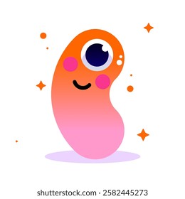 cute illustration monster. vector flat design illustration of a cute and adorable creature with a happy facial expression