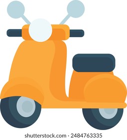 cute illustration motorcycle, yellow motorcycle, delivery