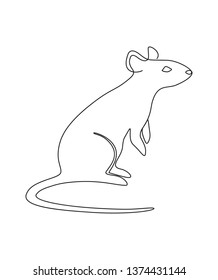 a cute illustration of mouse. continuous line art.