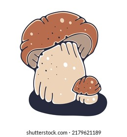 Cute illustration with mushrooms. Isolated on a white background. Vector doodle illustrations.