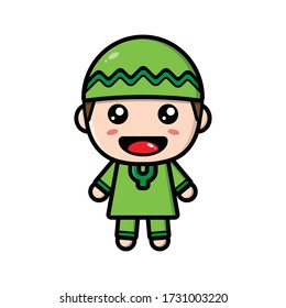 Cute Illustration of Muslim Vector