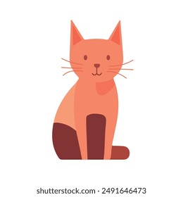 Linda ilustración de un gato naranja sentado con una expresión feliz. El felino estilo caricatura tiene bigotes, orejas puntiagudas y una cola, creando un personaje amigable y juguetón perfecto para los diseños.