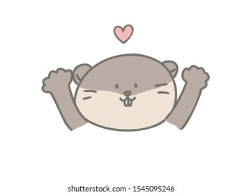 A cute illustration of an otter. Please use it in a happy scene.
