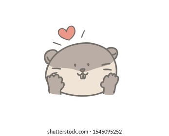 A cute illustration of an otter. Please use it in a happy scene.
