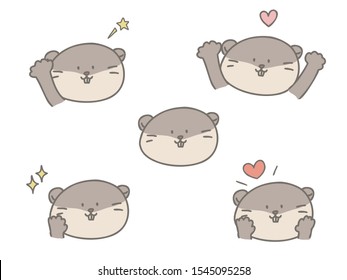 A cute illustration of an otter. Please use it in a happy scene.
