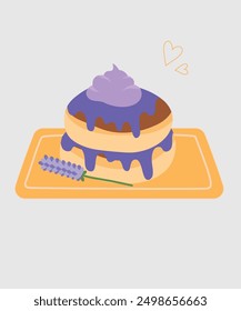  Cute Illustration with Pancakes and SLavender Jam