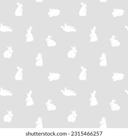 Patrón de ilustraciones pequeñas con muchos conejos blancos