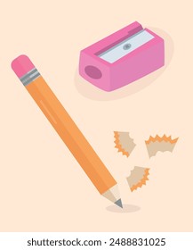 Cute Illustration With Pencil Sharpeners and Pencil