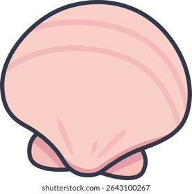 Ilustração bonita de uma concha de molusco rosa em um fundo branco.