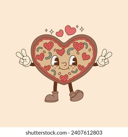 linda ilustración de la pizza con peperoni en forma de corazón 