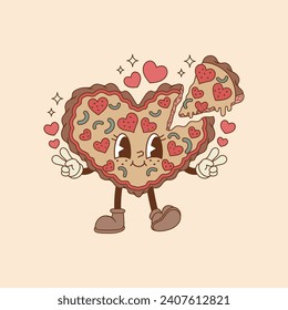 linda ilustración de la pizza con peperoni en forma de corazón 