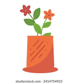 Cute-Illustrationsanlagen in Töpfen