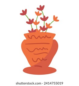 Plantas de ilustraciones cortas en ollas