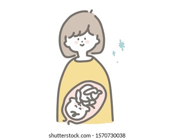 Cute illustration of a pregnant young woman.