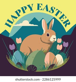 Una linda ilustración de un conejo para celebrar Pascua