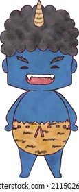 Cute illustration of the red demon that appears in Setsubun