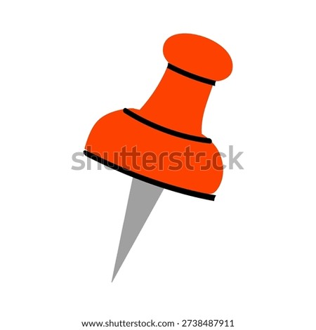 Cute illustration of a red push pin. Office thumbtack.