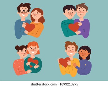 A cute illustration of romantic couple in a nice vector style