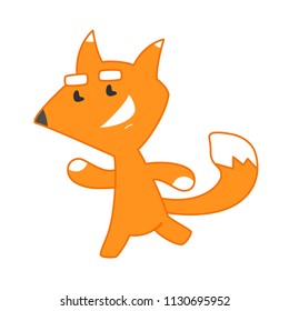 Cute illustration of a running fox on white background. Isolated vector animal.