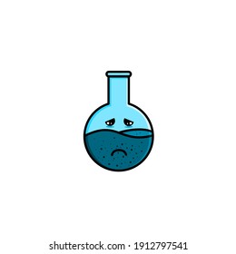 cute illustration of sad boilling flask